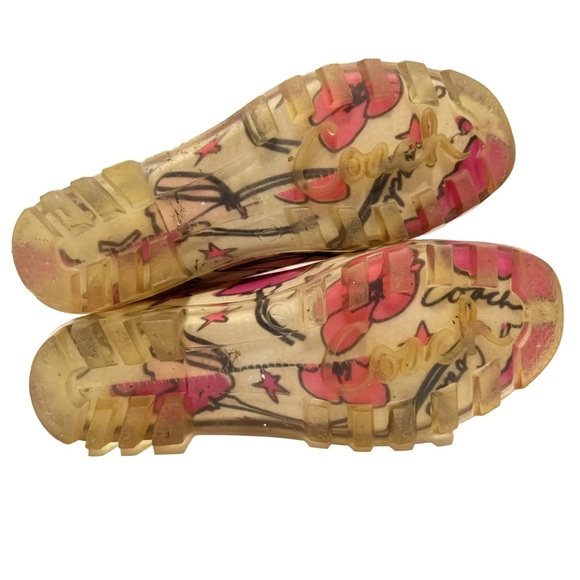 Coach Poppy Rainboots Multi-color Pink Floral Pattern Womens Size 7 - Picture 7 of 7